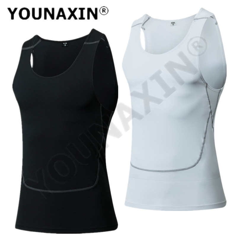 T Shirt Tight Fit - Men Black Sport Skinny Vest Tight