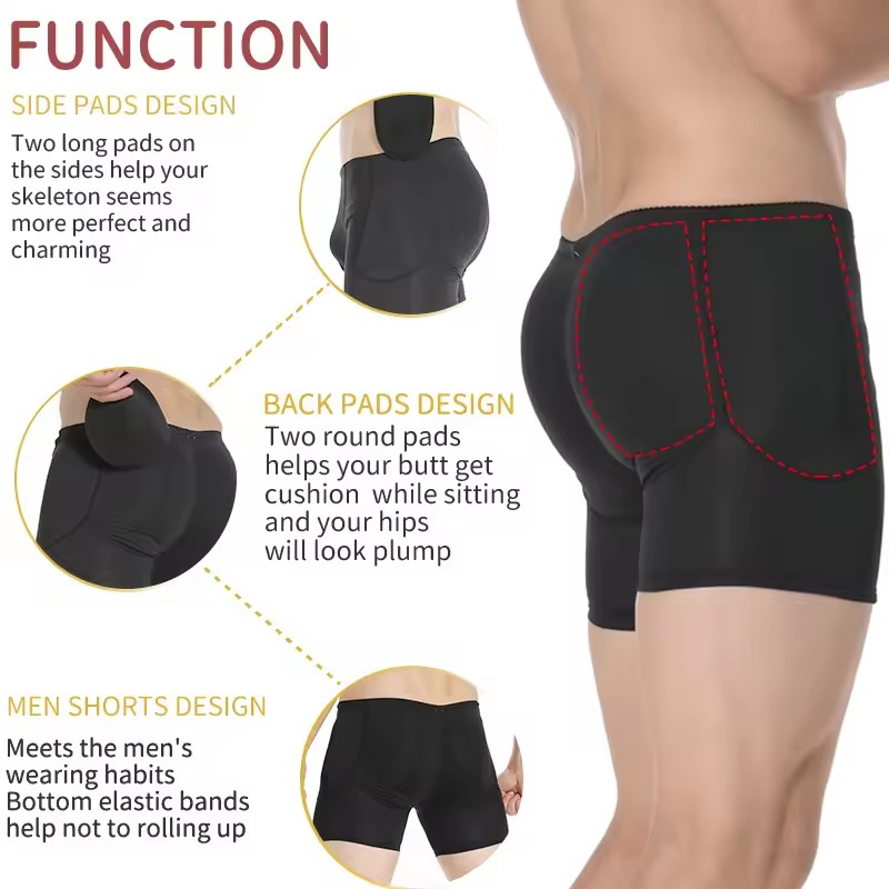 Men Padded Hip Enhancer Booty  - огляд і ціна Boxer Brief Pack Cotton