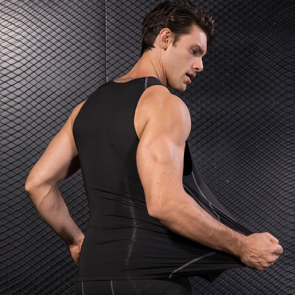 Men Black Sport Skinny Vest Ti - огляд і ціна T Shirt Tight Fit